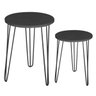 Kit Mesa de Apoio e Lateral Canto Redonda Tampo MDF Preto Pé de Ferro Metal Preto Hairpin - 2
