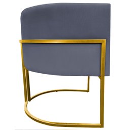 Poltrona Decorativa Para Sala Recepção Escritório Luna Suede Base de Ferro Dourada - 3