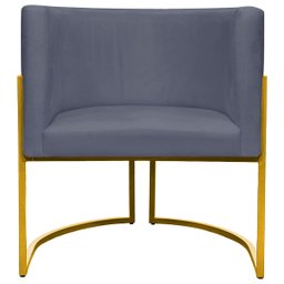 Poltrona Decorativa Para Sala Recepção Escritório Luna Suede Base de Ferro Dourada - 2