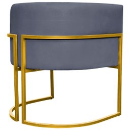 Poltrona Decorativa Para Sala Recepção Escritório Luna Suede Base de Ferro Dourada - 4