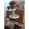 Kit Mesa de Apoio e Lateral Canto Redonda Tampo MDF Branco Pé de Ferro Metal Rosê-Cobre Hairpin - 2