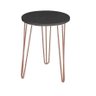 Mesa de Apoio e Lateral Canto Redonda MDF 35cm Pé de Ferro Metal Hairpin: Tampo Preto Pé Rosê-Cobre - 2