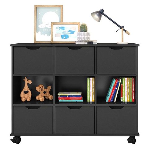 Nicho Organizador 6 Gavetas Preto - Qmovi