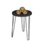 Mesa de Apoio e Lateral Canto Redonda MDF 35cm Pé de Ferro Metal Hairpin: Tampo Preto Pé Preto - 1