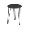 Mesa de Apoio e Lateral Canto Redonda MDF 35cm Pé de Ferro Metal Hairpin: Tampo Preto Pé Preto - 2