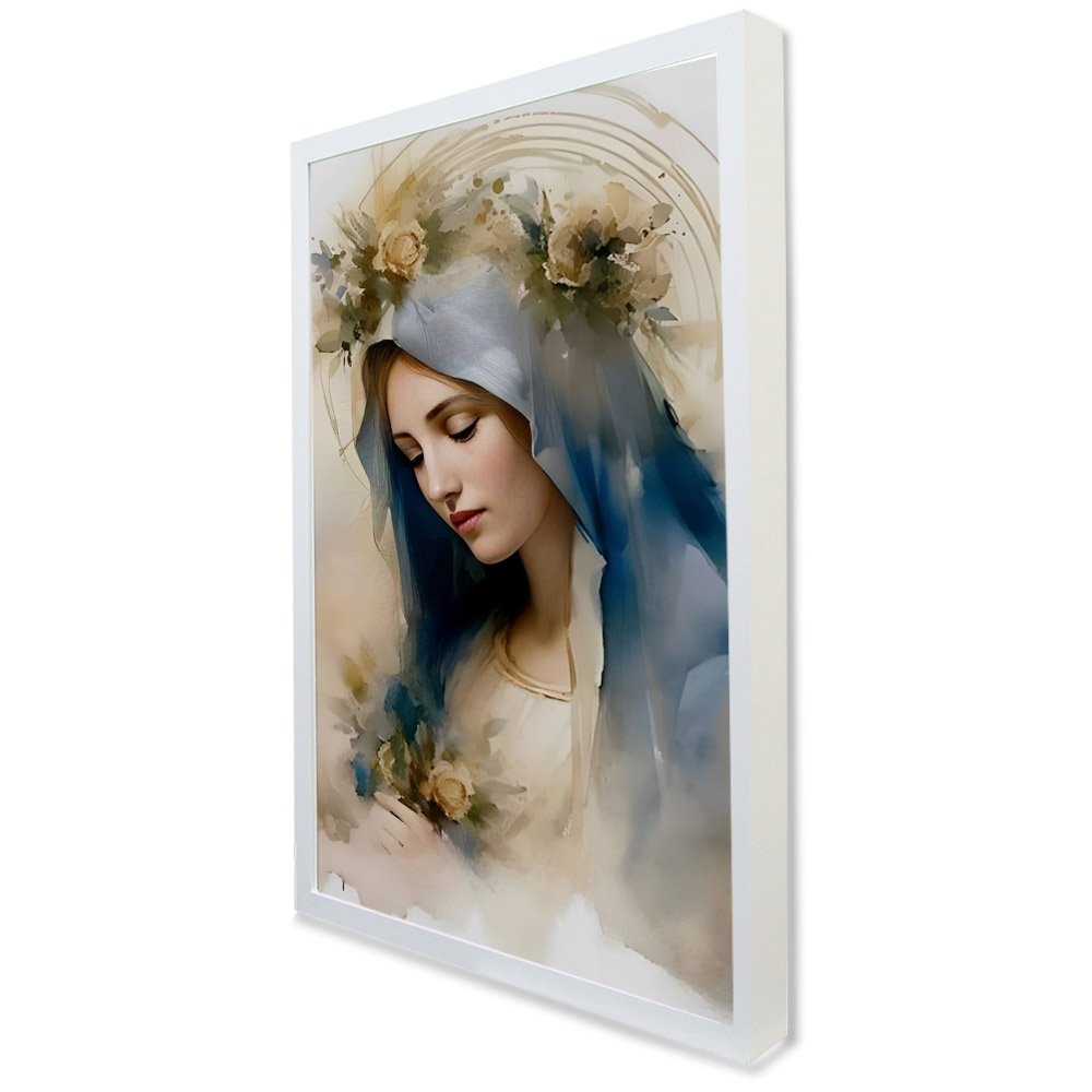 Quadro Decorativo Nossa Senhora Das Graças em Moldura Caixa Tacolado Moldura Trad 1cm Madeira Escura - 2