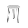 Mesa de Apoio e Lateral Canto Redonda MDF 35cm Pé de Ferro Metal Hairpin: Tampo Branco Pé Preto - 2