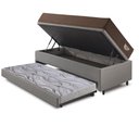 Ver imagem 4 de Bicama Box Baú com Courino Linho Cinza 120x203 com Colchão Relax Adorabile Molas Ensacadas Ecoflex