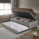 Ver imagem 3 de Bicama Box Baú com Courino Linho Cinza 120x203 com Colchão Relax Adorabile Molas Ensacadas Ecoflex