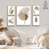 CONJUNTO KIT 5 QUADROS DECORATIVOS BEGE E MARROM PLANTAS COSTA DO MARFIM - 1