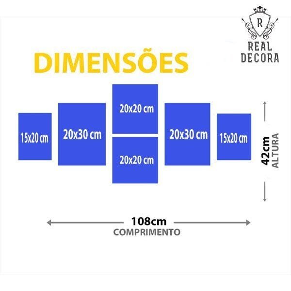 CONJUNTO KIT 6 QUADROS AZUL E ROSE GOLD GEOMETRICO FRASES ENJOY LIFE - 2