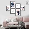 CONJUNTO KIT 6 QUADROS AZUL E ROSE GOLD GEOMETRICO FRASES ENJOY LIFE - 1