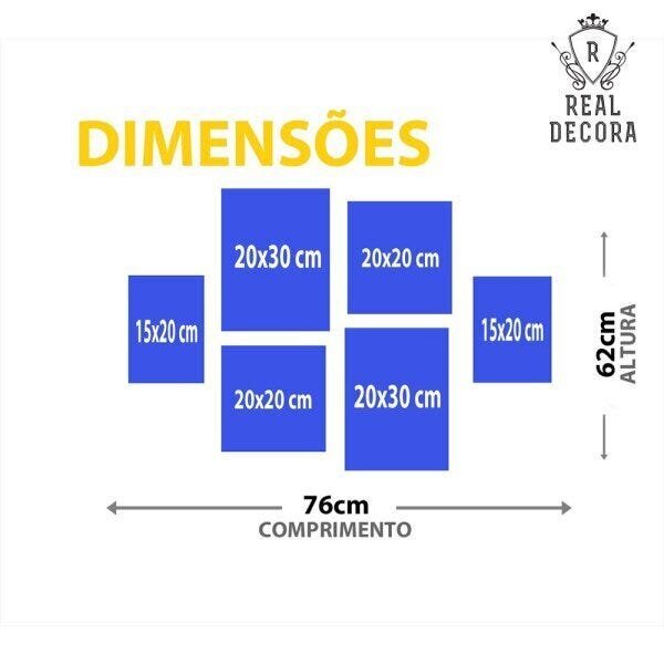 CONJUNTO KIT 6 QUADROS AZUL E ROSE GOLD GEOMETRICO FRASES ENJOY LIFE - 3