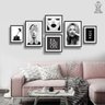 CONJUNTO KIT 6 QUADROS PRETO E BRANCO FRASES MODA FASHION VOGUE - 1