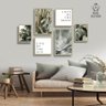 CONJUNTO KIT 6 QUADROS BRANCO FOLHAGEM VERDE MUSGO - 1