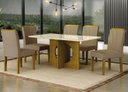 Ver imagem 1 de Mesa Lorena 1,60 Freijó/decor Tampo Off C/vidro 6 Cadeiras