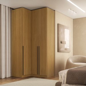 Guarda Roupa de Canto Reto 3 Portas Mdf Altezza Trend Belmax:freijó