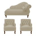 Ver imagem 1 de Recamier Larissa 160 cm Esquerdo de quem senta e 2 Poltronas Genesis Suede Bege - LM DECOR