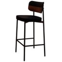Ver imagem 1 de Banqueta Alta Bar Estofada Ella M25 Linho Preto/whisky - Mpozenato