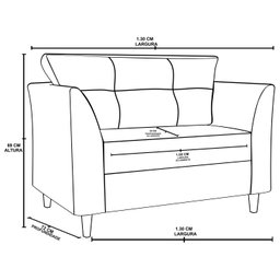 Kit Sofá Namoradeira e 02 Poltronas para Sala Decorativa Isis Suede Cinza Visan Estofados - 5