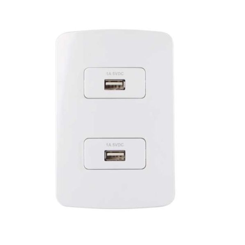 Conjunto 2 Tomada Carregador USB 1A Bivolt 4x2 B3 MarGirius