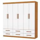 Ver imagem 2 de Guarda-roupa Solteiro Denver 6 Portas 6 Gavetas Cinamomo/branco - Carioca Móveis