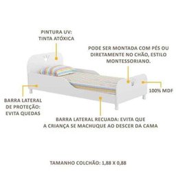 Cama Infantil com Colchão Incluso 100% MDF Realeza Multimóveis Branco Branco - 6 Cama Infantil com Colchão Incluso 100% MDF Realeza Multimóveis Branco Branco - 6
