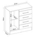 Ver imagem 4 de Cômoda Sapateira 4290 01 Porta 04 Gavetas Montevidéu Amendola Touch Demóbile