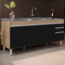 Ver imagem 2 de Balcão Gabinete com Pia 180cm Dallas Castanho/preto - Lumil Lumil Móveis
