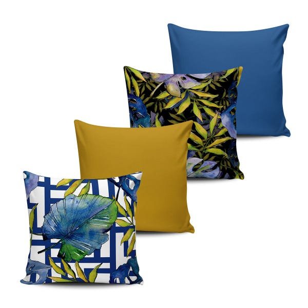 Kit 4 Almofadas decorativas Folhagens 45x45cm - 1