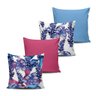 Kit 4 Almofadas Folhagens Azul e Rosa 45x45cm - 1