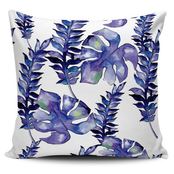 Kit 4 Almofadas Folhagens Azul e Rosa 45x45cm - 4
