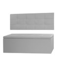 Ver imagem 1 de Kit Cabeceira Painel e Calçadeira Baú Casal 1,40m Roma Material Sintético Cinza Sky Mobile