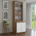 Ver imagem 1 de Kit Balcão + Cristaleira 70cm Rustic Branco Veludo Lux Madesa 01 Rustic Branco