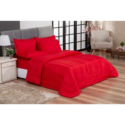 Cobre Leito Quality Dupla Face Queen 240x210cm Vermelho Casa Dona
