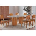 Ver imagem 1 de Conjunto: Mesa Sala Jantar Maldivas C/ Tampo Madeirado C/ Vidro Canto Curvo 180x90cm e 6 Cadeiras