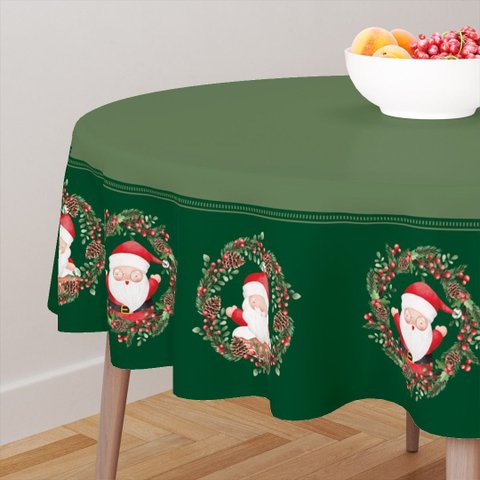 Toalha de Mesa Redonda Natalina Papai Noel