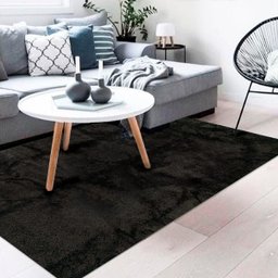 Tapete para Sala e Quarto Felpudo Cronos Casa Dona 100x150cm Preto - 3 Tapete para Sala e Quarto Felpudo Cronos Casa Dona 100x150cm Preto - 3