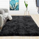 Ver imagem 1 de Tapete para Sala e Quarto Felpudo Cronos Casa Dona 100x150cm Preto