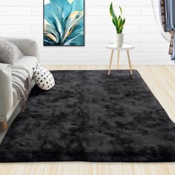 Tapete para Sala e Quarto Felpudo Cronos Casa Dona 100x150cm Preto - 1 Tapete para Sala e Quarto Felpudo Cronos Casa Dona 100x150cm Preto - 1
