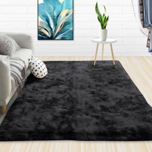 Tapete para Sala e Quarto Felpudo Cronos Casa Dona 100x150cm Preto