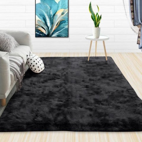 Tapete para Sala e Quarto Felpudo Cronos Casa Dona 150x200cm Preto