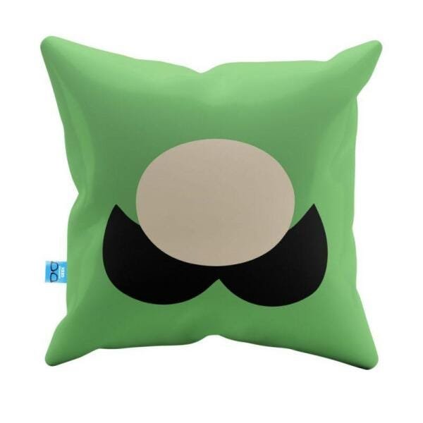 Capa de Almofada Divertida Bigode Verde Pelúcia 40x40 CAD0042 - 1