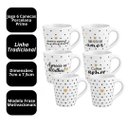 Ver imagem 4 de Jogo 6 Canecas de Porcelana 150ml Mini Corações e Frases Preto e Dourado Prime