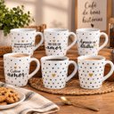 Ver imagem 2 de Jogo 6 Canecas de Porcelana 150ml Mini Corações e Frases Preto e Dourado Prime
