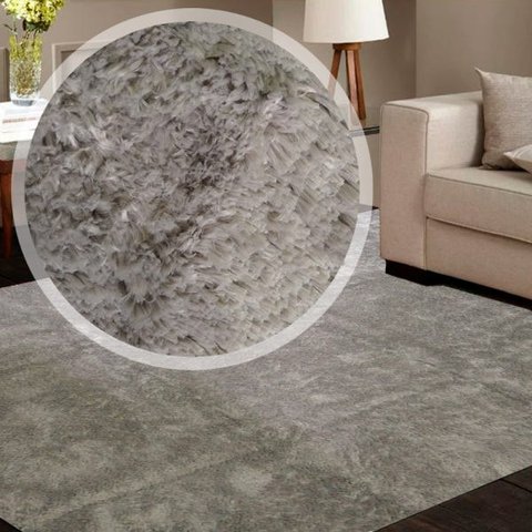 Tapete para Sala e Quarto Felpudo Cronos Casa Dona 100x150cm Cinza