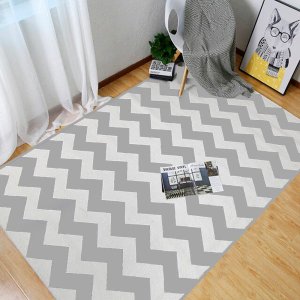 Tapete Chevrom Sala Quarto Antiderrapante Impermeável Moderno Cinza 100 x 140cm