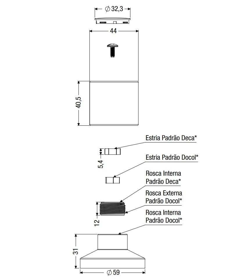 Acabamento Registro Abs Padrão Deca/docol C40 Branco Censi - 8