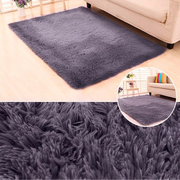 Tapete Felpudo Sala Quarto e Escritório Antiderrapante Fofo Casa Dona 150x200cm Cinza - 2