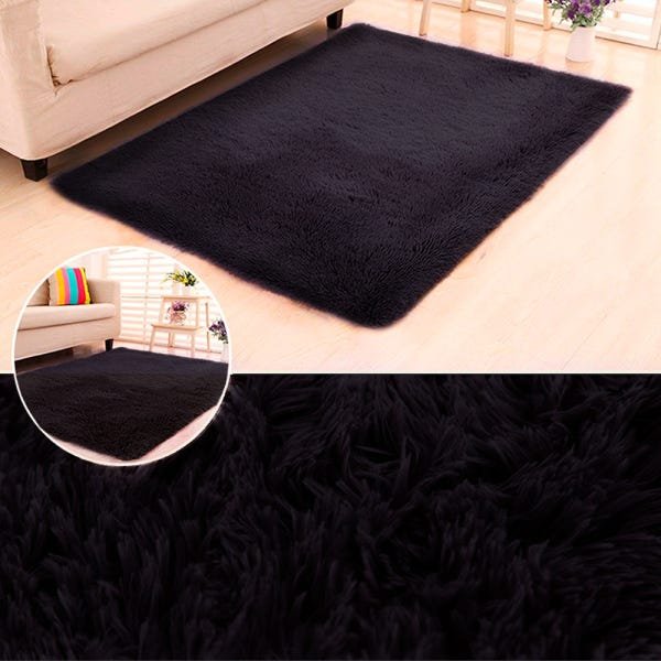 Tapete Felpudo Sala Quarto e Escritório Antiderrapante Fofo Casa Dona 150x200cm Preto - 2